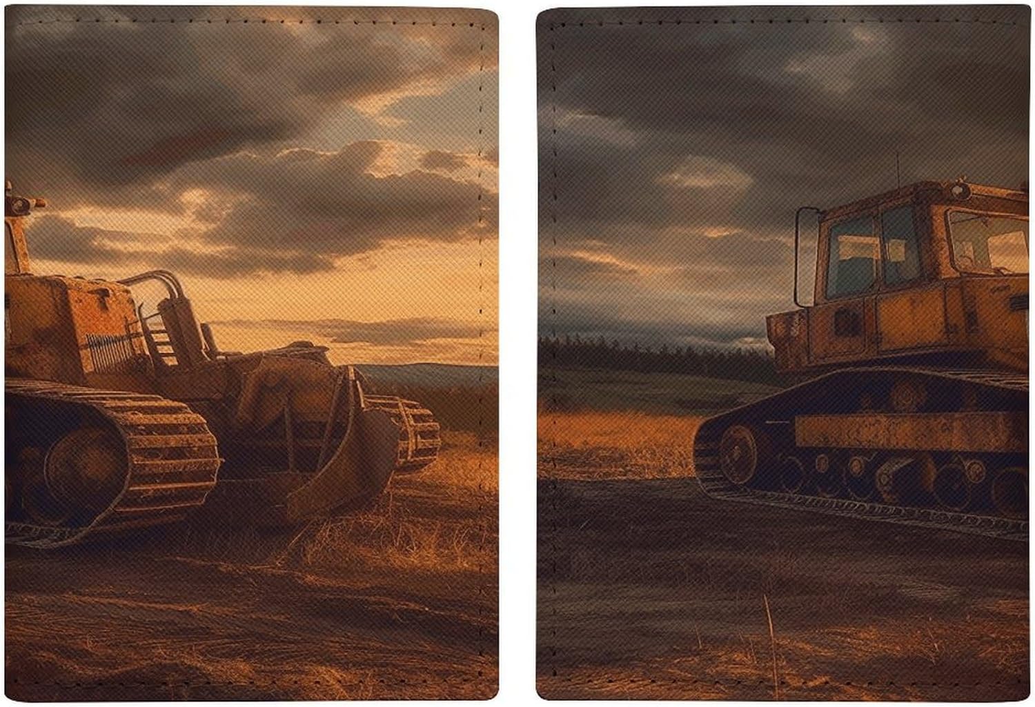 Bulldozer Evening Passport Holder Leather Passport Wallet Cover Case Passport Protective Cover Cute Passport Book Holder Slim Credit Card Holder Travel Accessories for Women Men
