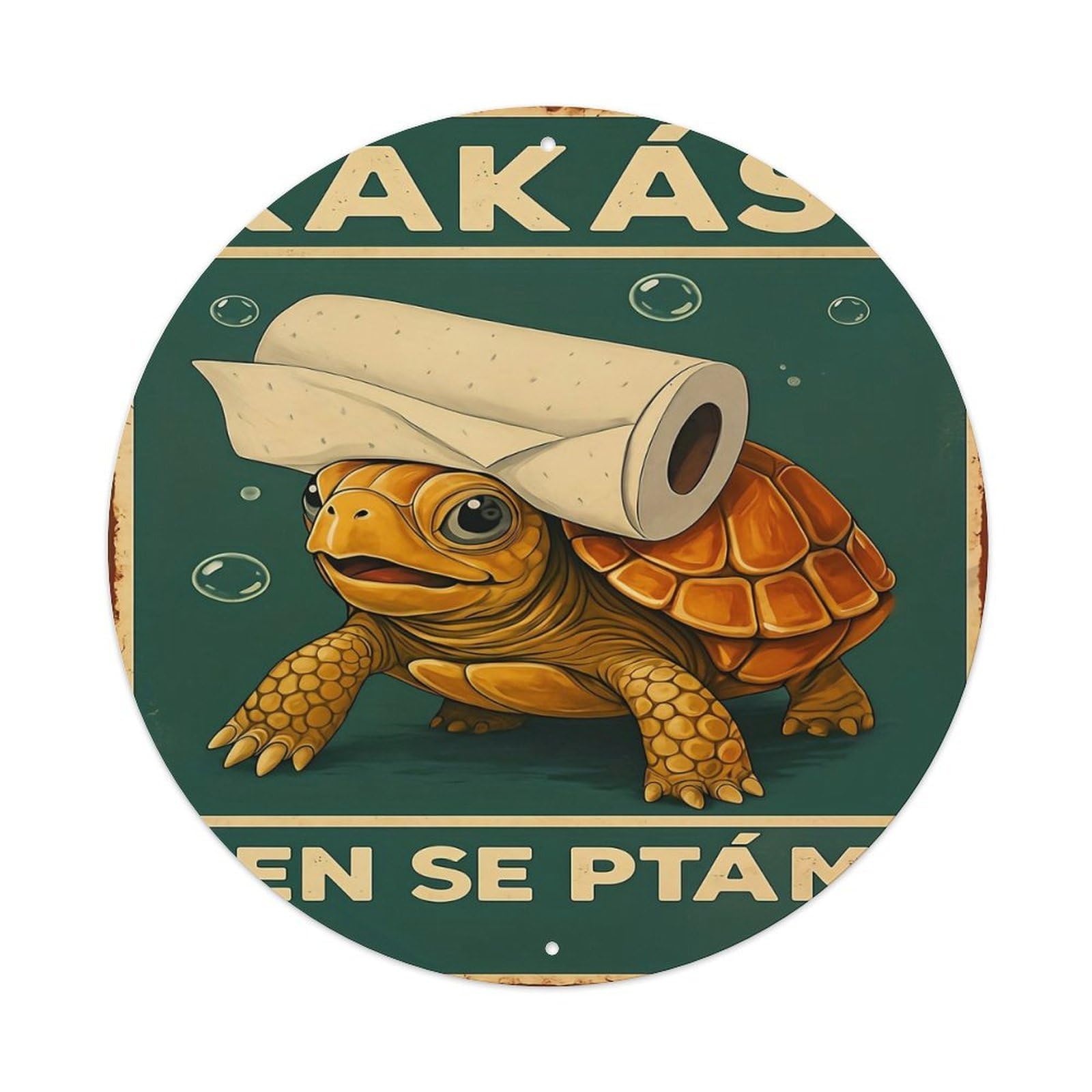 Turtle With Toilet Paper Roll Tin Sign Metal Poster Vintage Metal Signs for Home Man Cave Bar Cafe Kitchen laundry room Wall Decorations 8x8 inches