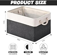 Vista 2 de Paquete de 3 contenedores de almacenamiento, canastas de almacenamiento de tela para almacenamiento plegables de lona medianas para organización