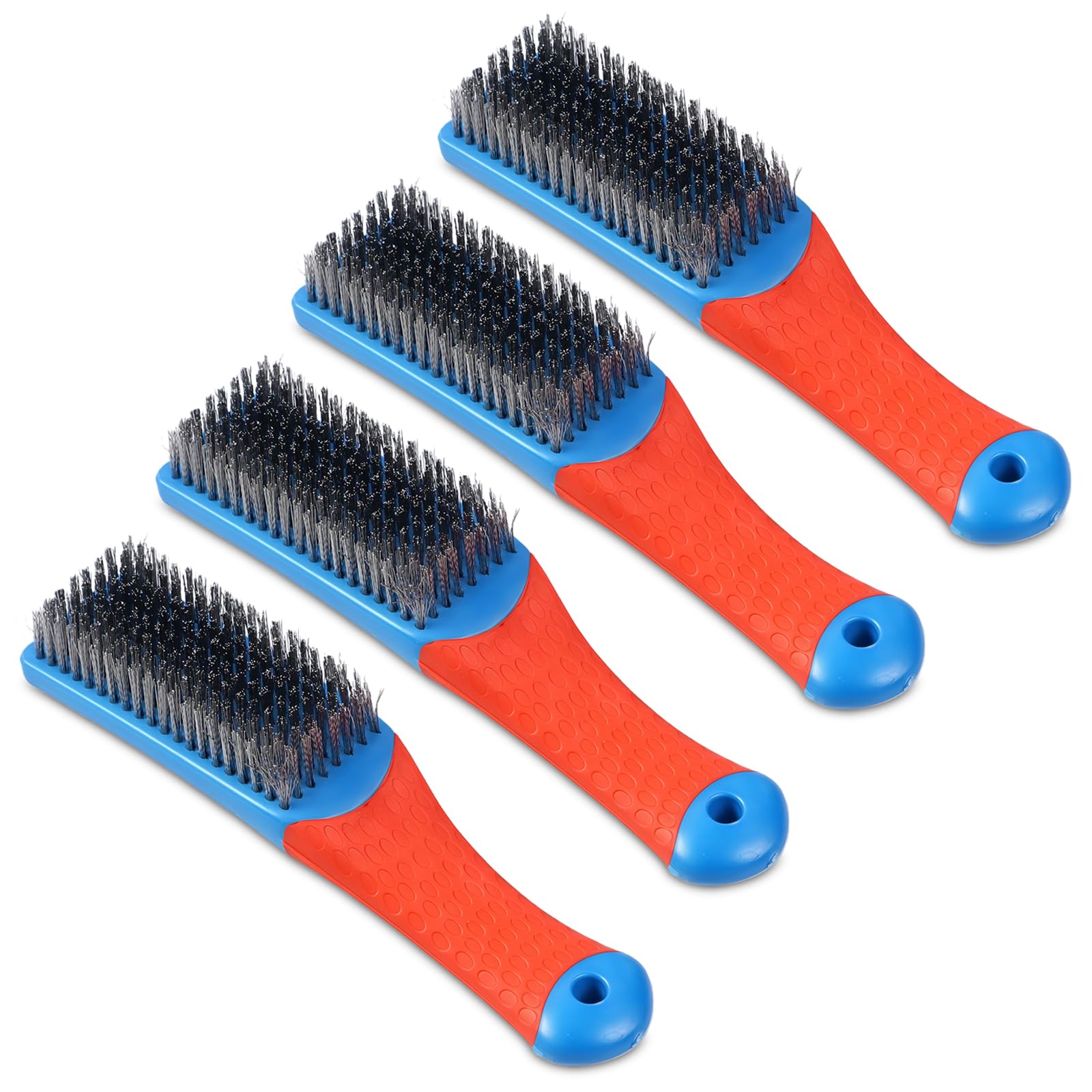 Flintronic 4PCS Stainless Steel Wire Brushes Set, Wire Brush for Rust Removal, Wire Brushes for Cleaning, Heavy Stainless Steel Wire Scratch Brush for Kitchen, BBQ Grill, Cleaning Rust Paint Removal