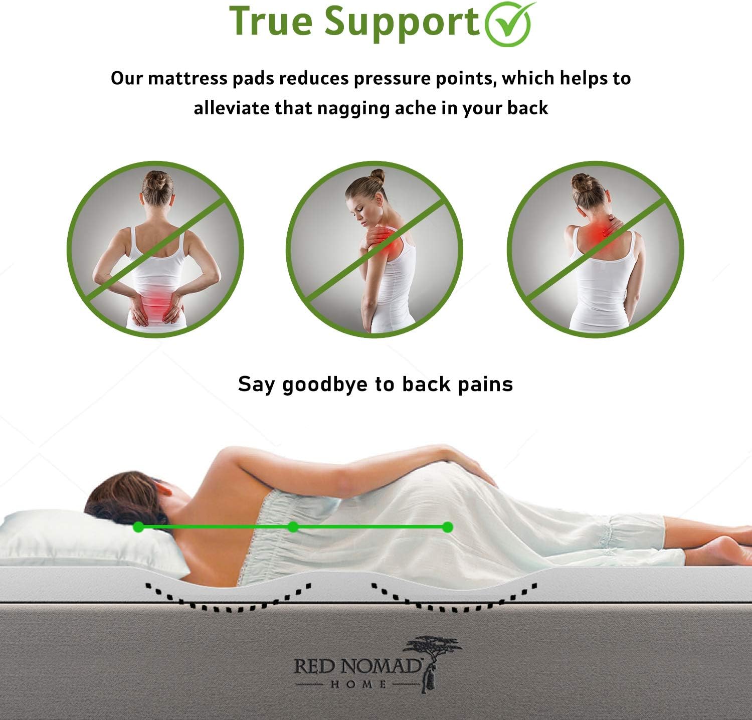 Red Nomad Memory Foam Mattress Pad 4 Inch - Twin Size Mattress Topper for Back Pain Relief. Breathable, Comfortable Cooling Bed Pad/Made in The USA
