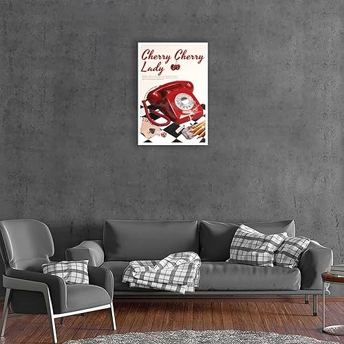 Miniatura 6 de Lienzo de cerezo de moda para pared, divertido póster de póquer de teléfono rojo de los años 70, Dopamina Preppy Dopamina Femenina, impresiones