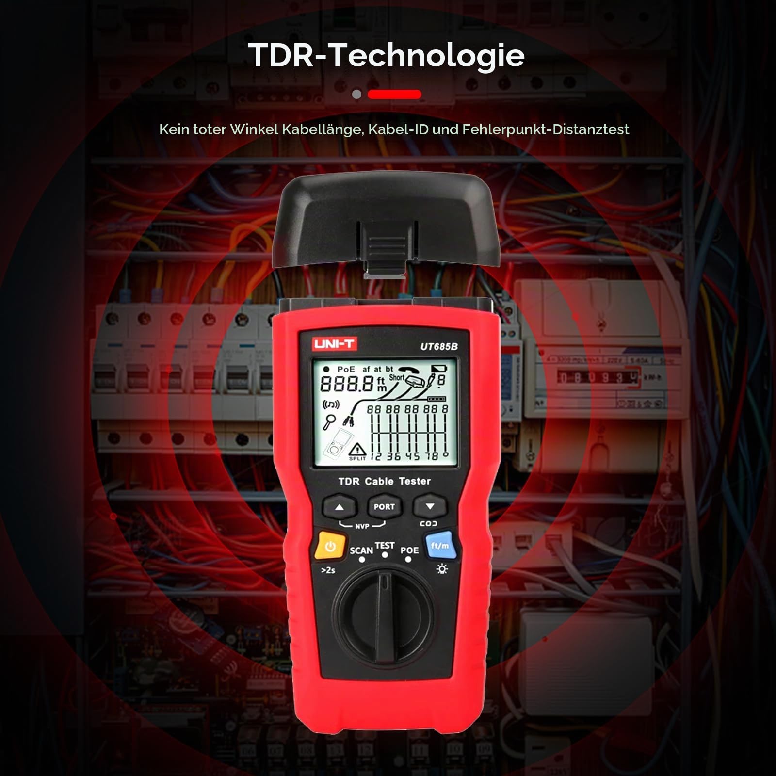 UNI-T TDR UT685B Netzwerkkabel-Tester, Finder, LAN-Tester, RJ45, RJ11, Line Finder