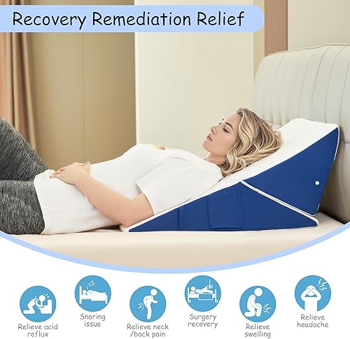 Miniatura 4 de Almohada de cuña de cama para dormir en la cabecera, almohada de cuña ajustable de 9 y 12 pulgadas para espalda, soporte de piernas, almohada