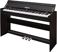 WENCAI 88-Key Velocity-Sensitive Digital Piano with Wooden Upright Stand, 3 Pedals, USB-MIDI/Wireless - Ideal for Beginners & Adults, Black