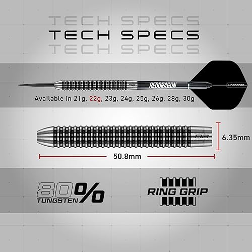 Miniatura 10 de Pegasus - Juego de dardos de acero de tungsteno, 0.74oz, 0.78oz, 0.85oz, 0.92oz, 0.99oz, 1.06oz, tallos de dragón rojo negro y vuelos negros