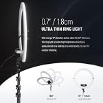 NEEWER 18 inch Ring Light with Tripod Stand and Phone Holder, Ultra Thin Video Ringlight 2900K-7000K TLCI98 App Control, Softer Lighting for Lash Tattoo Makeup Live Stream TikTok, RP18B Pro White