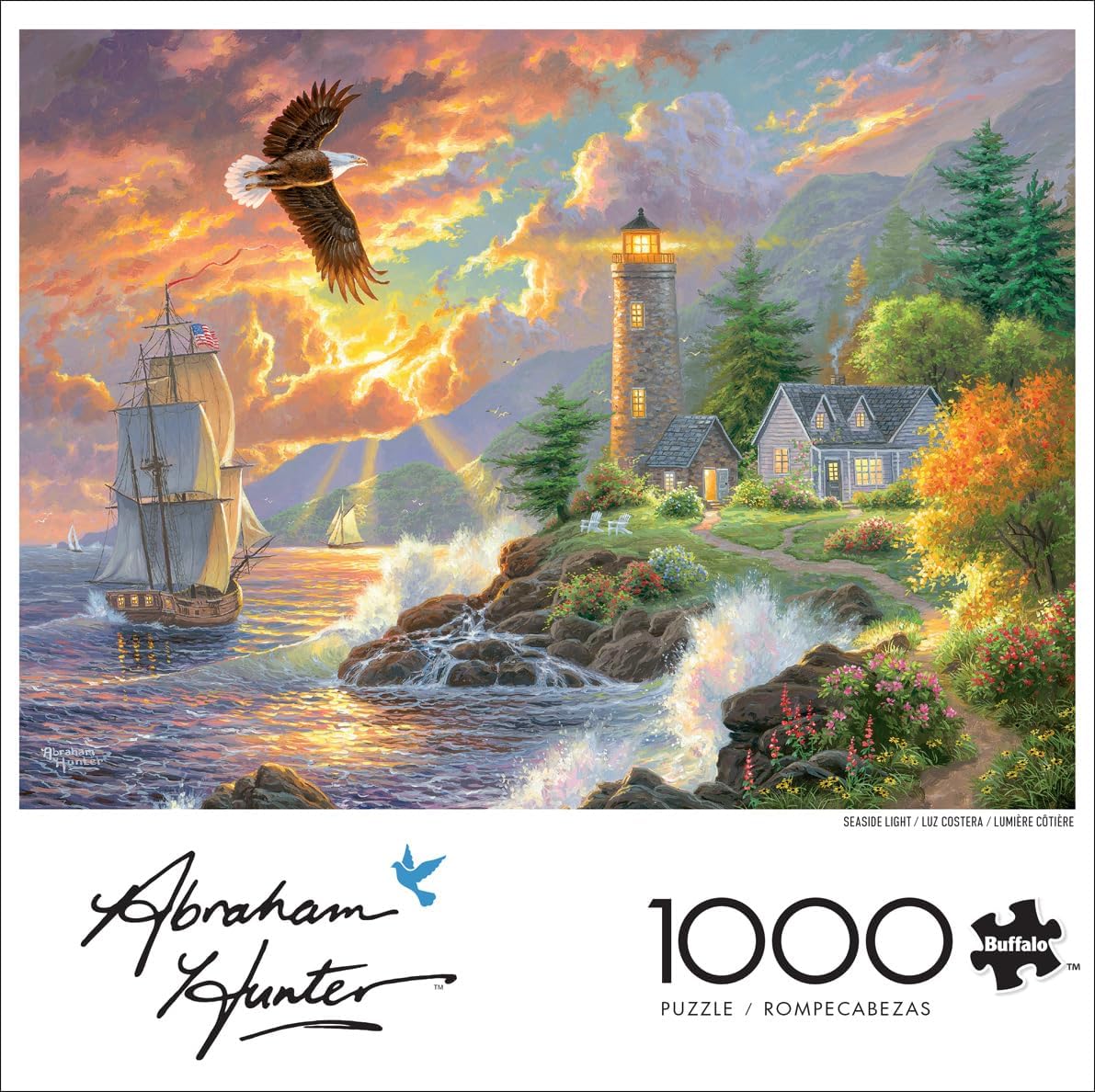 Buffalo Games - Abraham Hunter - Seaside Light - 1000 Piece Jigsaw Puzzle for Adults - Challenging Puzzle Perfect for Game Nights - Finished Size is 26.75 x 19.75