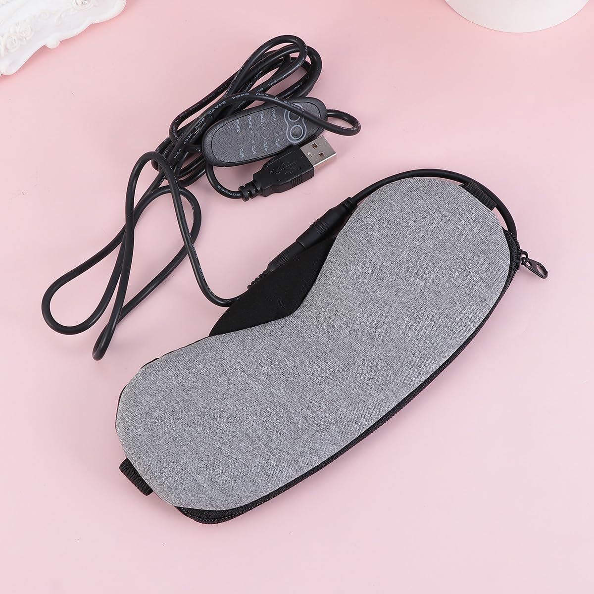 Cabilock Máscara de Vapor para Ojos Recargable USB de Cuero, Antifaz para Dormir Función de Alivio de Cabeza, Adecuado para Uso en Casa y Viajes