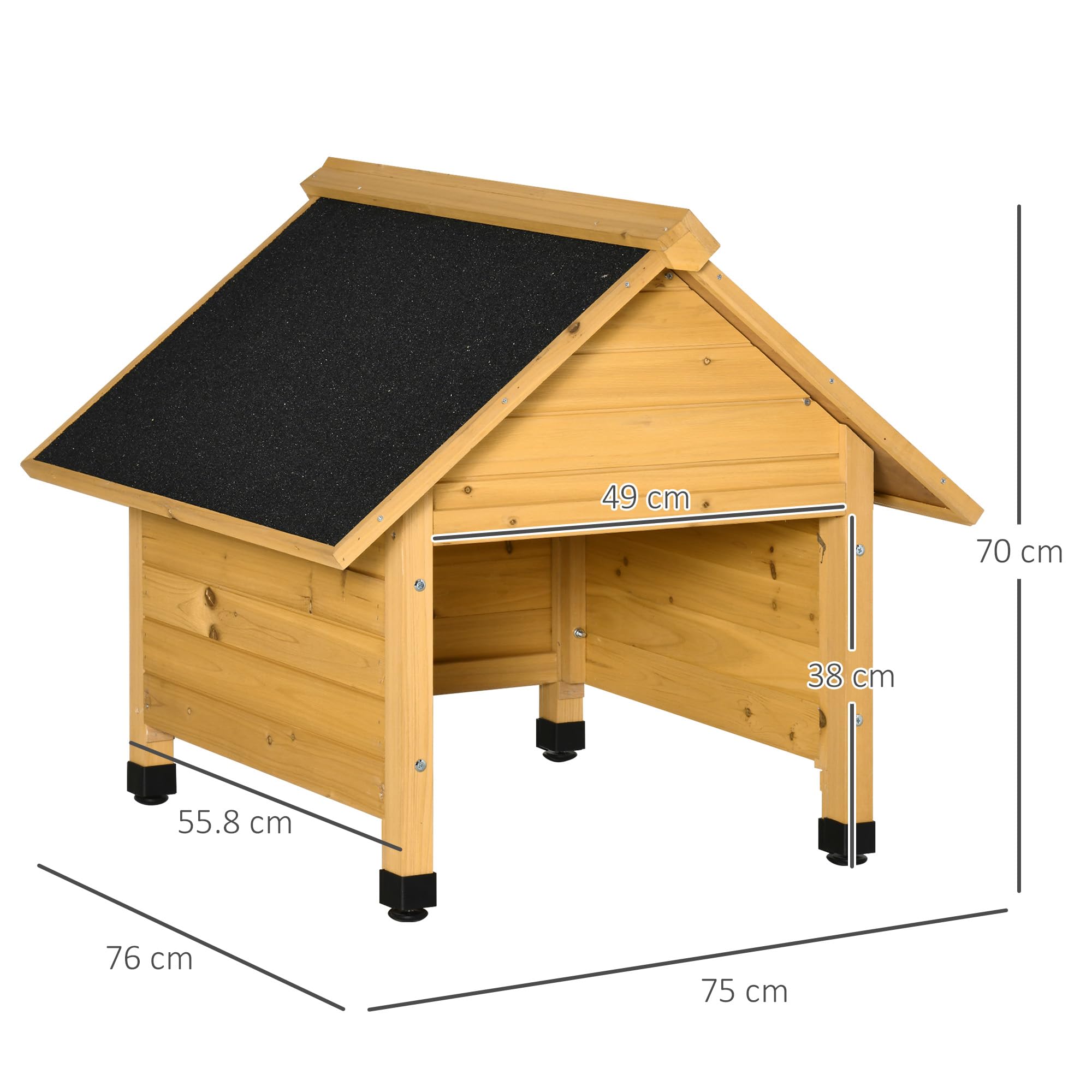 Outsunny Casetta per Robot Tagliaerba in Legno con Piedini Rialzati Tetto Inclinato Impermeabile e anti-UV, Giallo, 75x76x70cm