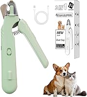 MUZMDNI 2-in-1 Dog Nail Grinder & Clippers with LED Lights - Safe Quiet Trimmer for Small Medium Large Dogs Cats