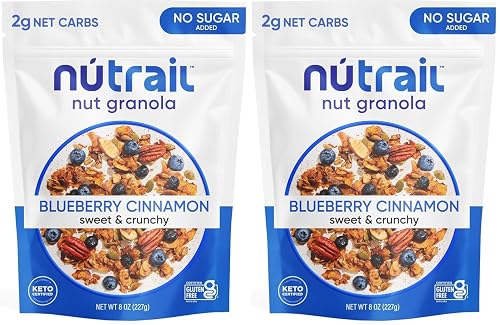 NuTrail Nut Granola Cereal,Blueberry Cinnamon,No Sugar Added,Keto,Low Carb,Gluten Free,Grain Free,Healthy