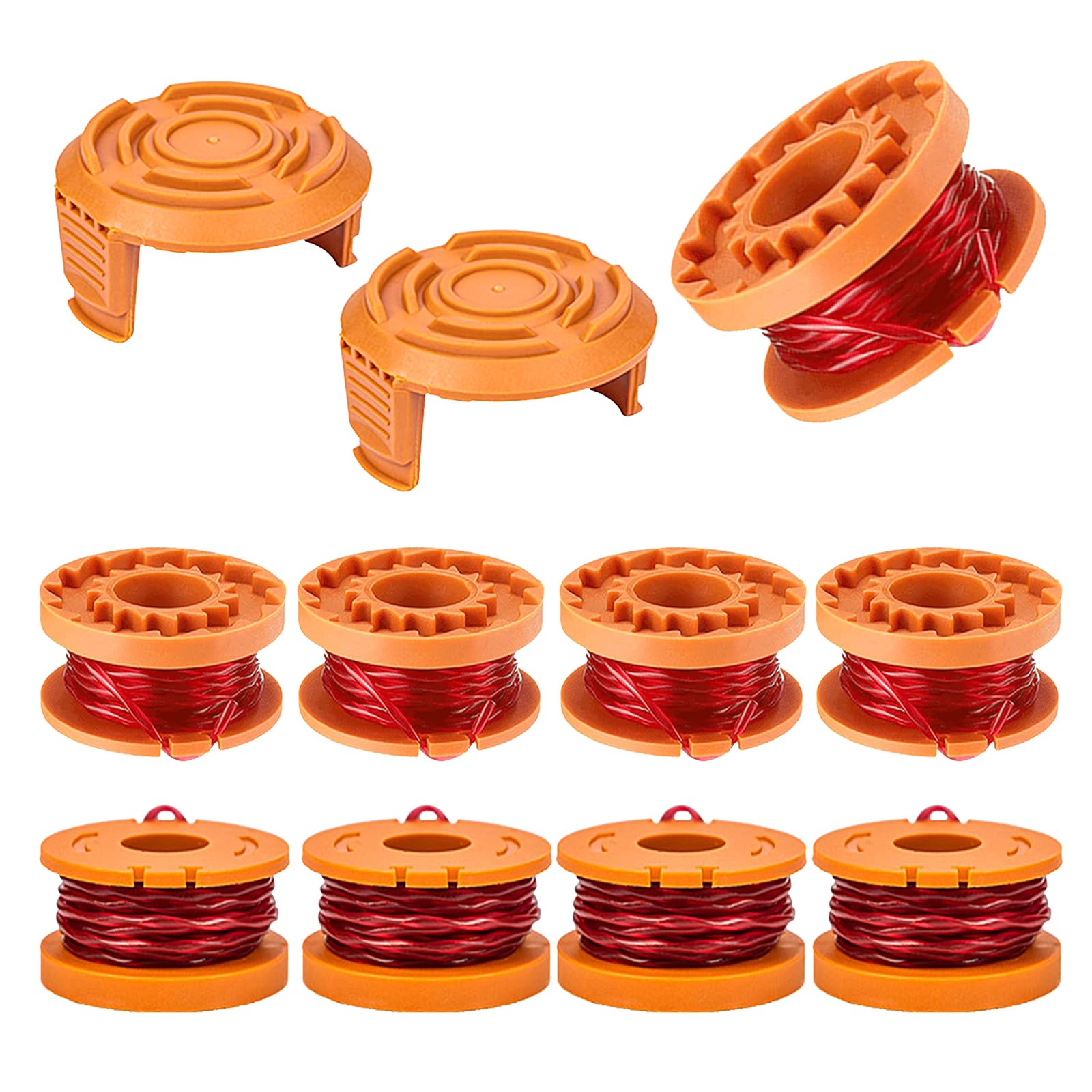 Chiholen 9Pcs Strimmer Spool Compatible With Worx Wa0010 Wa0004 Wa0004.1, Replacement Strimmer Wire For Worx Wg151 Wg154 Wg155 Wg160 Wg163 Wg175 Wg180, Ø 1.65 Mm 3 M Length (9 Spool+2 Cover)
