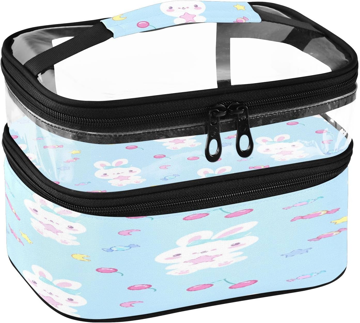 Funny Rabbit Travel Makeup Bag, Double Layer