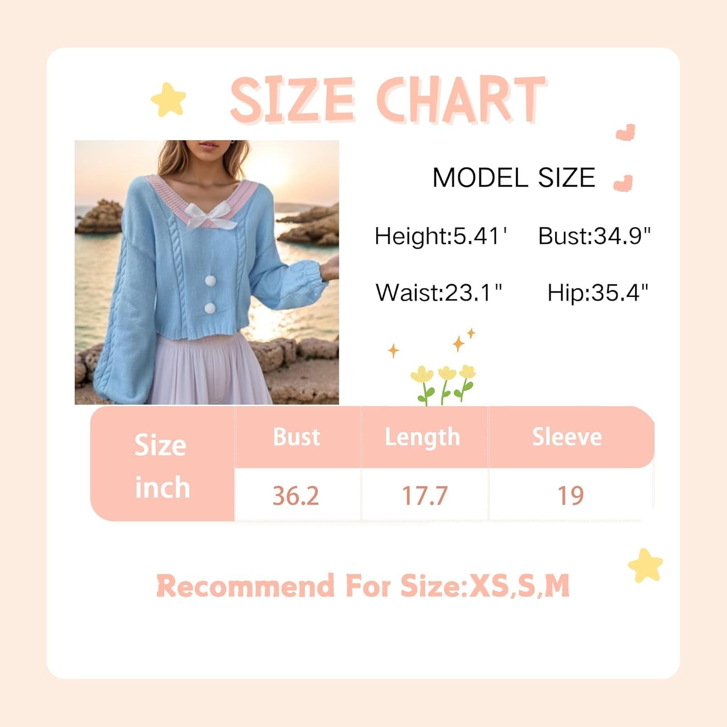 FindThy Women's Y2K Pullover Sweater Sweet Lantern Sleeve Bowtie Knit Crop Jumper Tops - Image 6