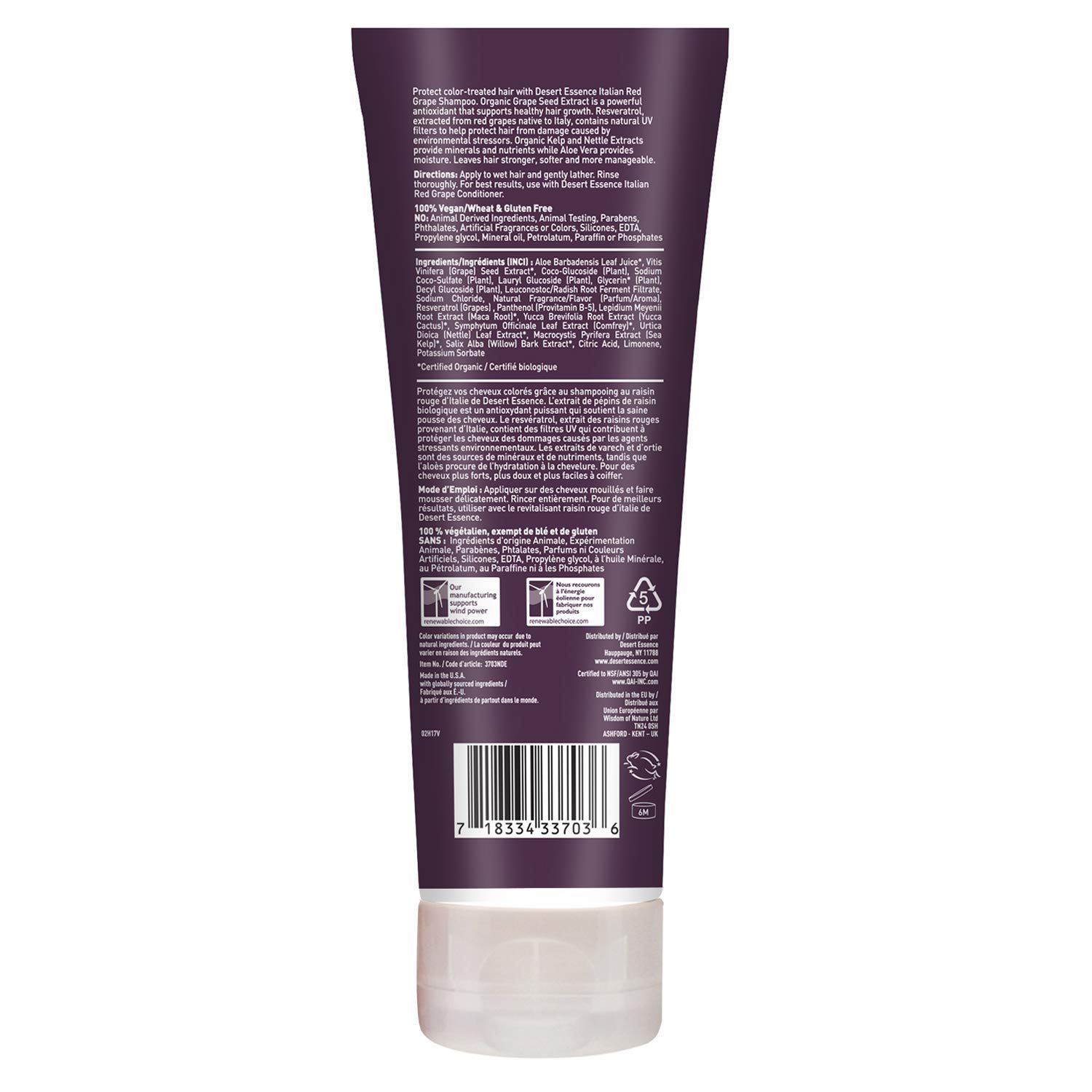 Desert Essence Italian Red Grape Shampoo 235 ml, 237 ml (Pack of 1) - Image 2