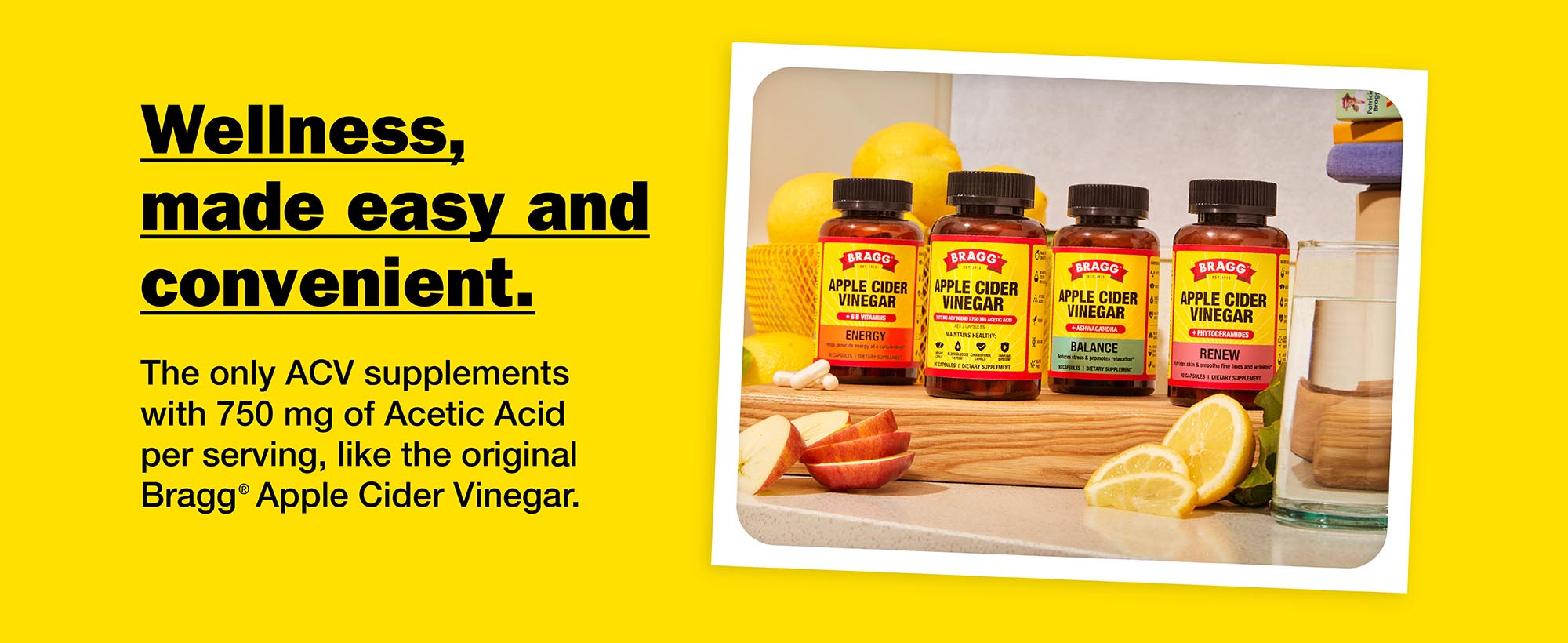 Bragg Organic Apple Cider Vinegar Capsules with Vitamin D and Zinc - 90 Count - Supports Immune System