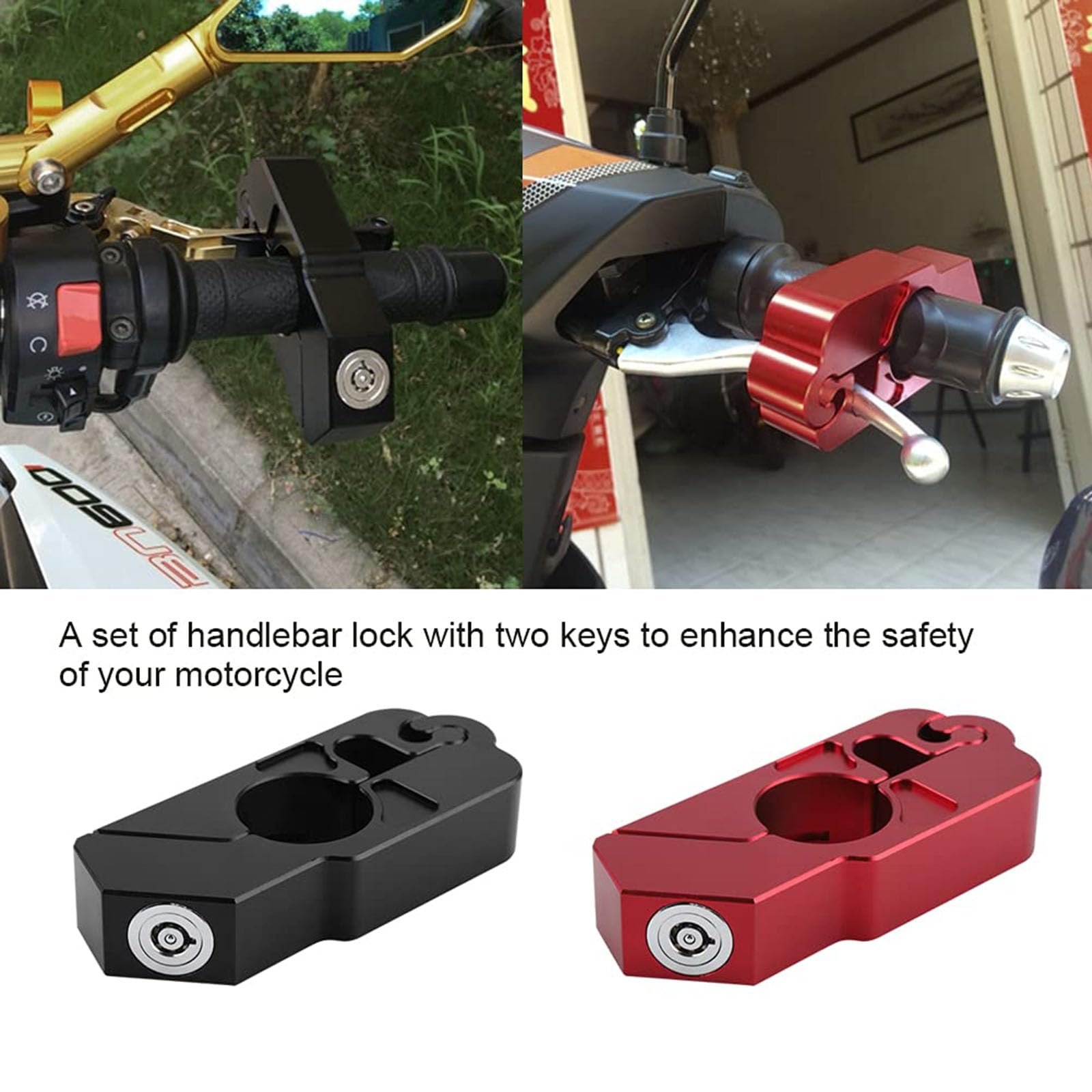QMZDXH Moto Universale Manubrio Leva Freno Blocco Antifurto, CNC Moto Blocco Manubrio Antifurto per Bicicletta, Scooter, ATV