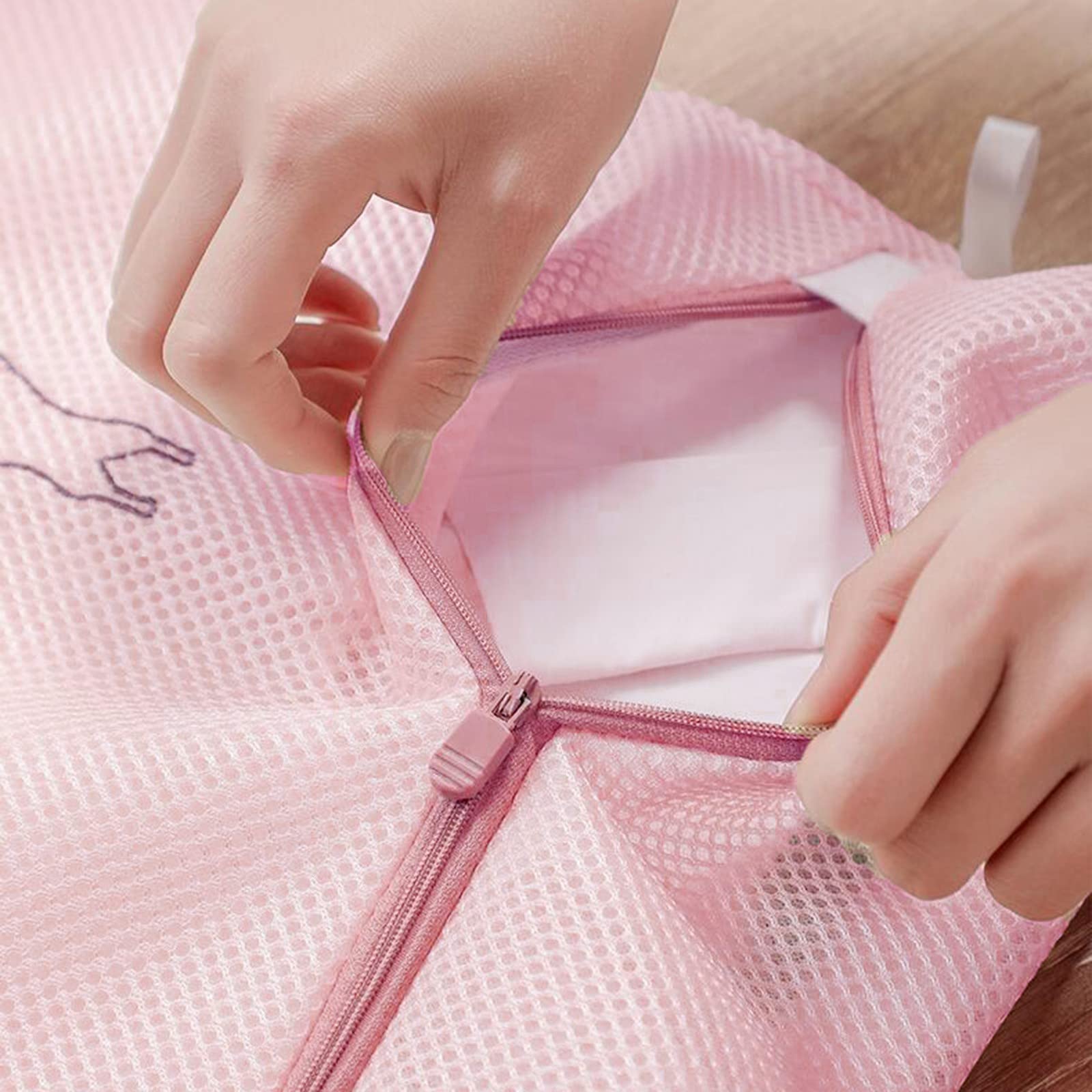 Set 6 Sacchetti Lavaggio A Rete – Maglia Fine Doppio Spessore – Con Logo E Cerniera – Calze, Camicie, Reggiseni, Pantaloni - 2
