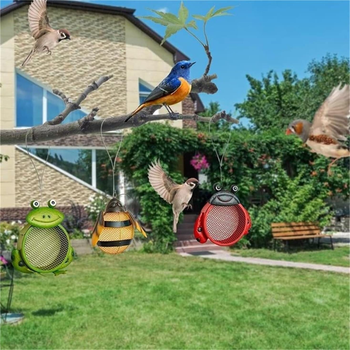 Vogelfutterhaus Garten Vogelhäuschen Für Aufhängen, Wildtierform, Vogelfutterspender Für Gartendekoration, Vogelzubehör Futterhaus Für Vögel Balkon(B)
