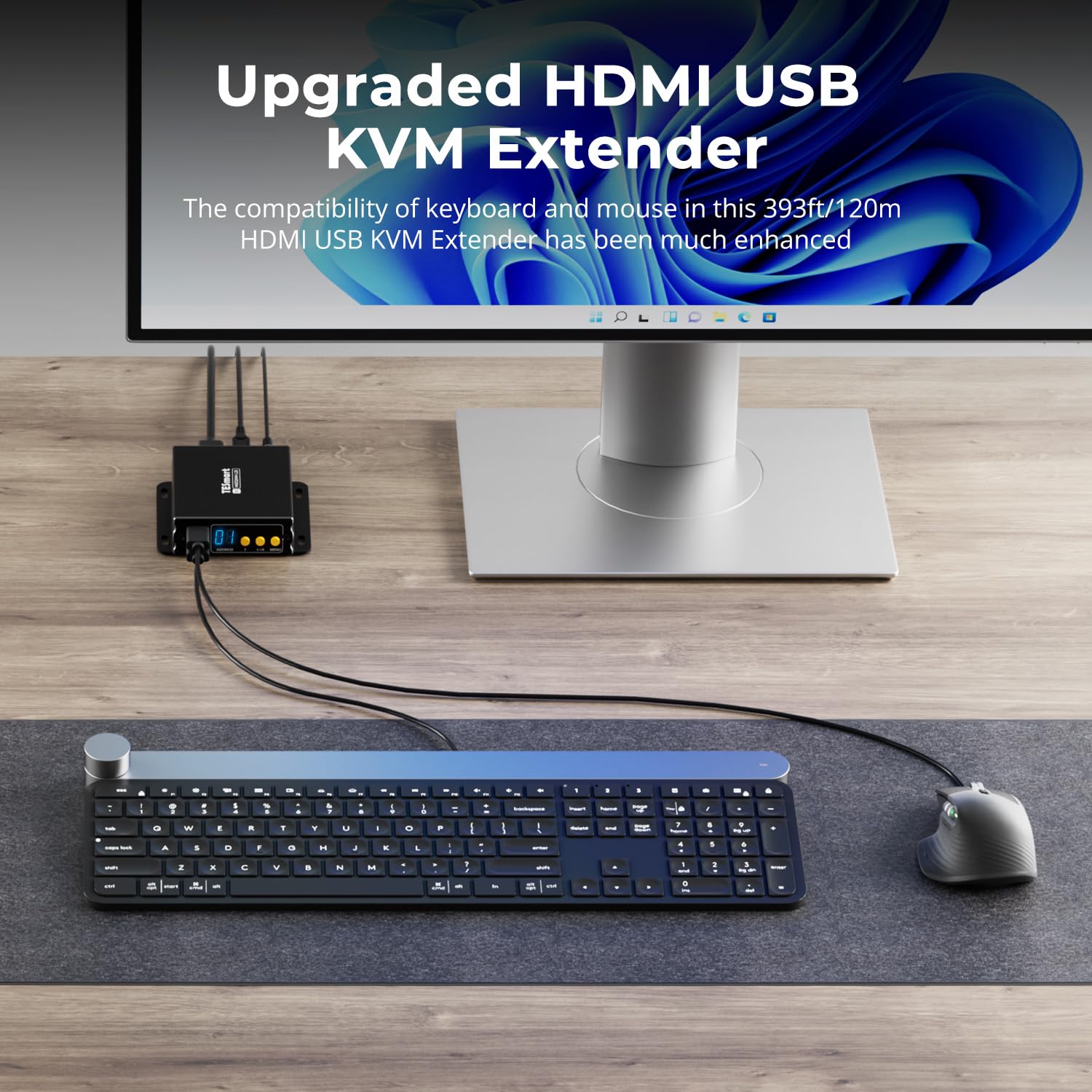 TESmart Extender KVM HDMI 120m su IP, 1080P@60Hz Cat5e/6 Ethernet, Supporta Modalità Quad-View e Schermo Singolo, Fino a 32 TX/RX, Controllo USB 2.0 Tastiera e Mouse, Estrazione Audio