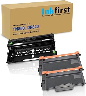 3PK-2 High Yield Toner Cartridges + 1 Drum Unit TN850 DR820 Inkfirst® Compatible Remanufactured for Brother TN-850 DR-820 (2 Toner + 1 Drum) DCP-L5500DN DCP-L5600DN DCP-L5650DN HL-L5000D HL-L5200DW
