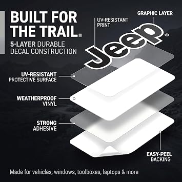 Jeep Wrangler 12-Decal Sticker Sheet | 6x 8 Durable Vinyl Stickers | Weatherproof UV-Resistant, Easy Peel-Off Off-Road Graphics