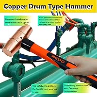 Vista 5 de WEDO Martillo de trineo de cobre 1/2lb,Martillo de mazo de cobre macizo, mango de fibra de vidrio, longitud 11.024 in, forjado a presión, resistente