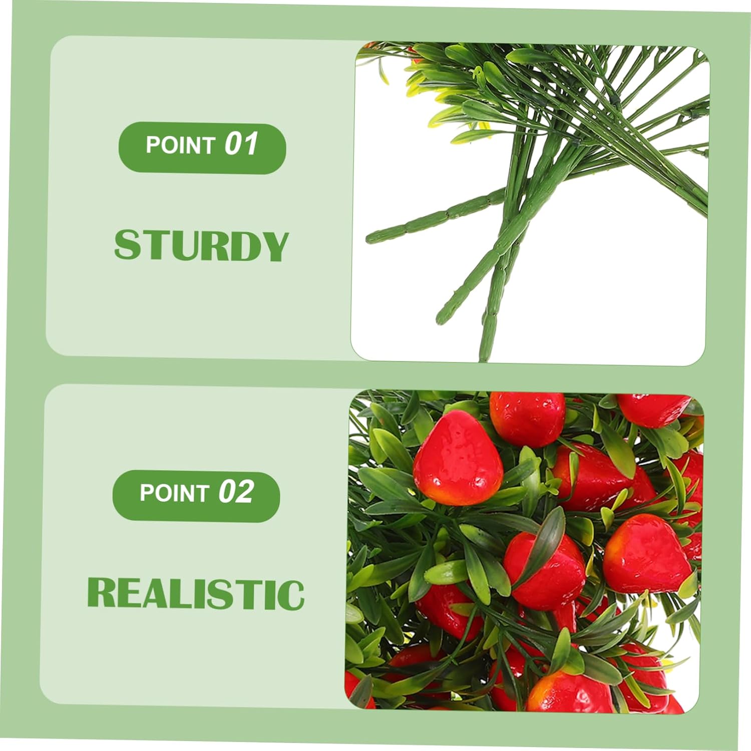 5Pcs Artificial Strawberry Stem Bunch Faux Strawberry Arrangement Realistic Fake Fruit Stems DIY Christmas Centerpieces and Party Decorations