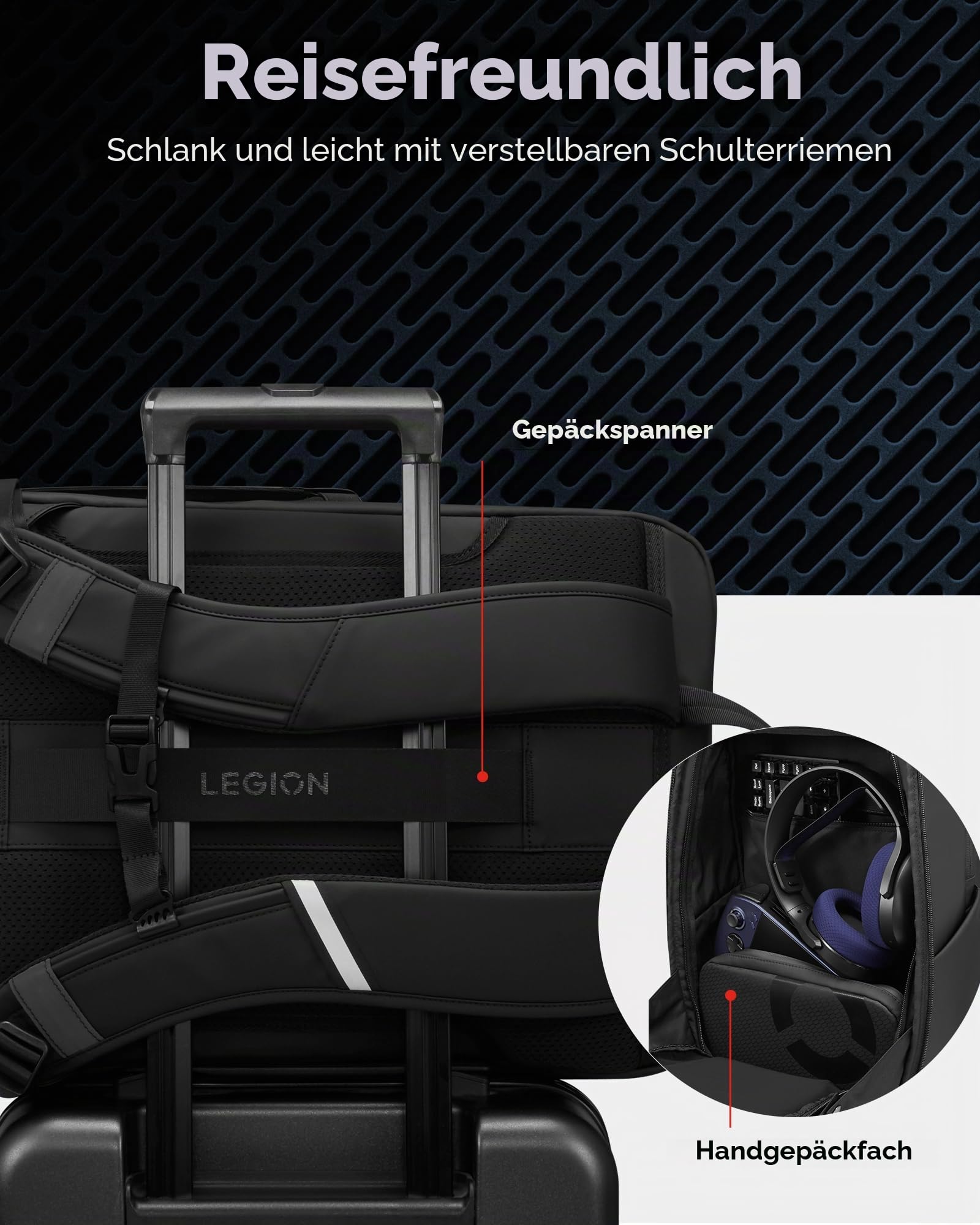 Lenovo Legion 17 Zoll Gaming Rucksack GB800 | Hellgrau