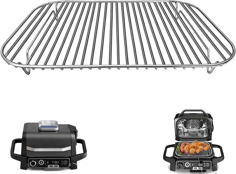 Stainless Steel Rack, 12.6×8.7 IN Flex Flame Combi Accessories Outdoor Indoor Grill Stand for Ninja Woodfire OG701 OG751 and other Wood fire Electric Air Fryer, Dishwasher Safe