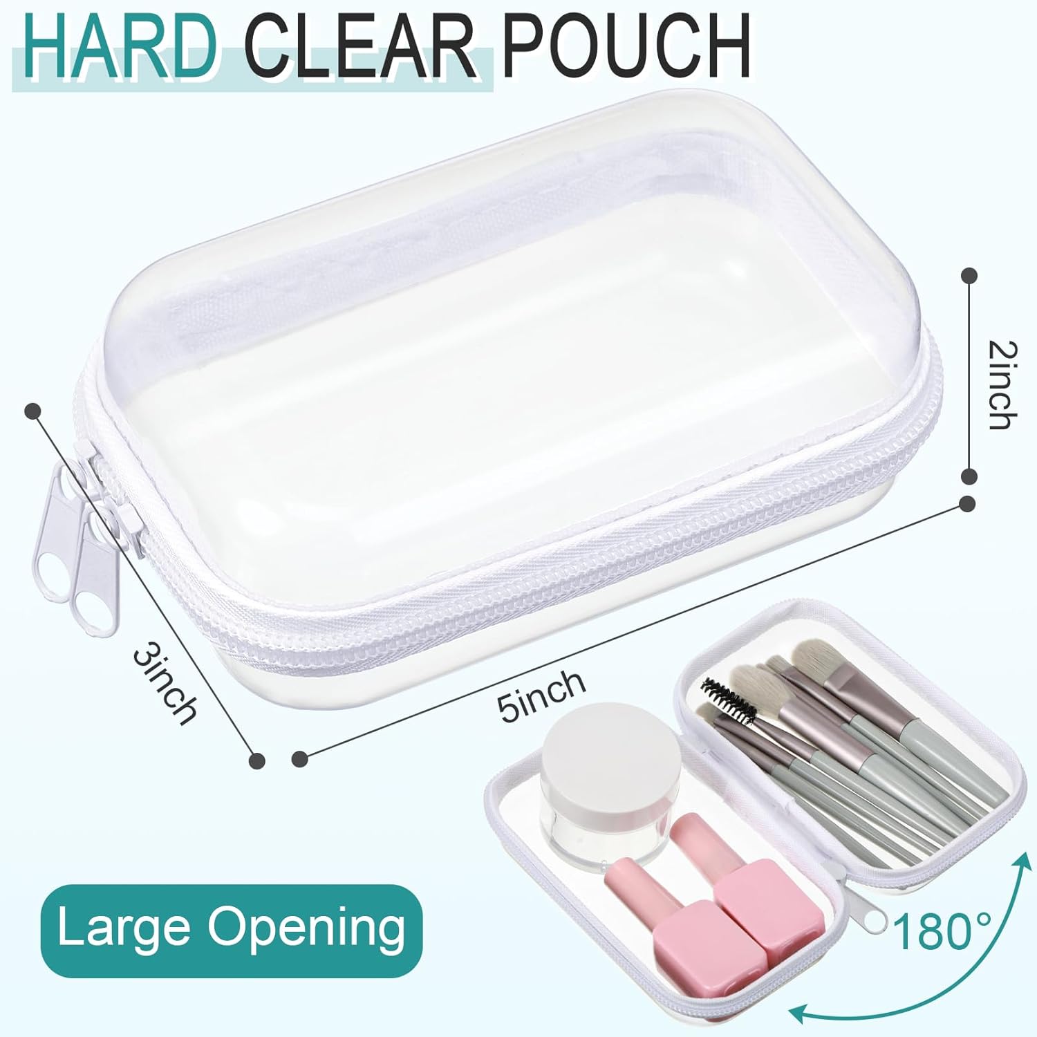 Sanwuta 6 Pcs Clear Hard Zipper Case Plastic Zipper Pouches Transparent Makeup Bag Pencil Case Pouches Toiletry Diaper Bag for Travel Toy Storage Organizer Bins(White,5 x 3 x 2 Inch) White 5 x 3 x 2 Inch