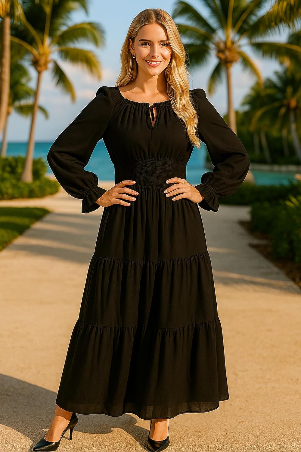 ThePirateDressing Renaissance Costume Women Long Sleeve Medieval Dress Peasant Maxi Dress - Image 5