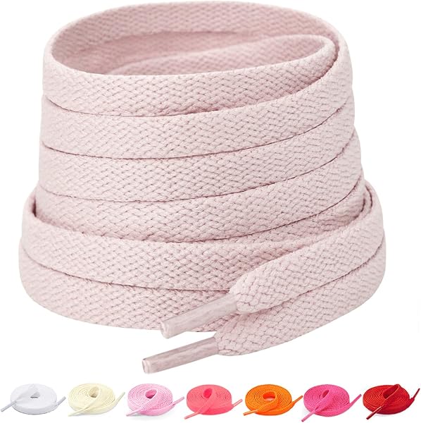 2 Paia di Lacci Piatti,Ricambio da 8 mm (Larghezza) per Scarpe da Ginnastica - 1