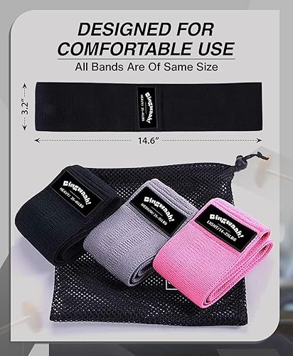 Miniatura 8 de Bingwaah Mini Loop Resistance Bands Fabric & Elastic Sets Exercise Bands for Strength Training - Rehab, Yoga, Pilates & Home Workout Equipment