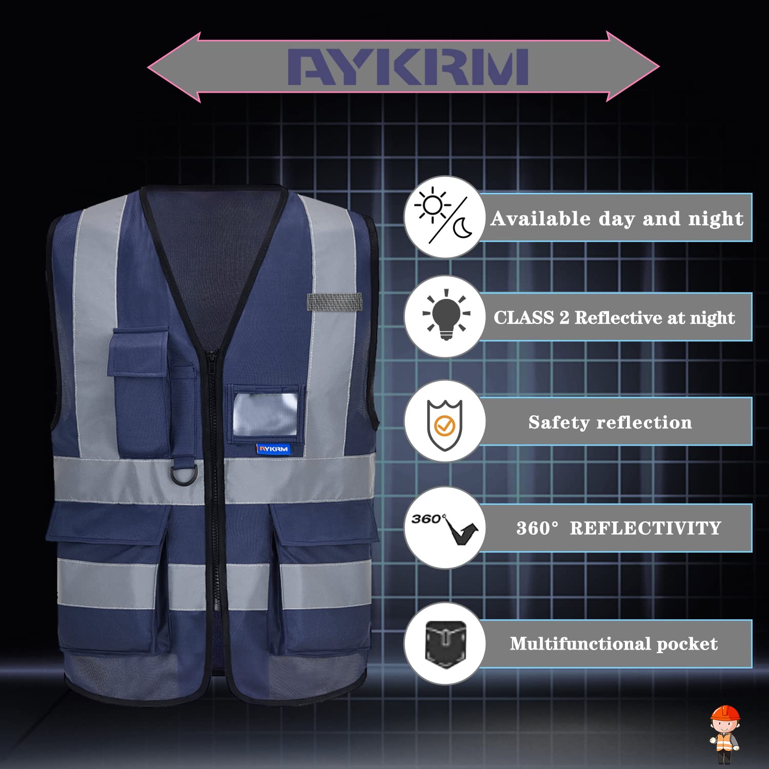 Visiter la boutique AYKRM AYKRM Gilets haute visibilité imprimés personnalisés in use