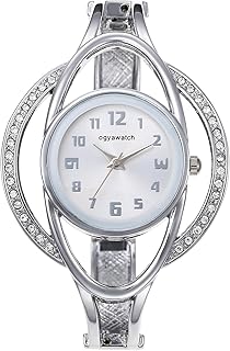 Armbanduhren für Frauen – zierliche analoge Quarz-Zirkon-Hohle Blumenlünette arabische Ziffern Edelstahl Neuheit Manschette Wrisrwatch