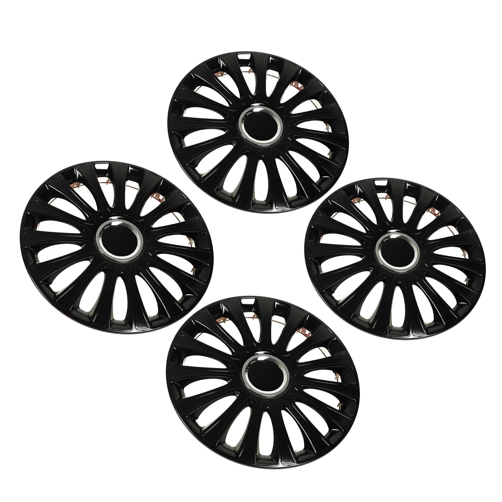 Bediffer Coprimozzo Ruota Nero Lucido da 15 Pollici, 4 Pezzi, Resistente, Design Aerodinamico, per, V40,