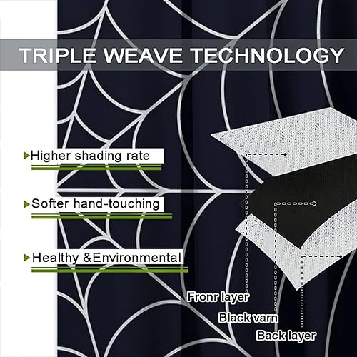 Miniatura 7 de Cortinas opacas con tela de araña para niños, fondo negro de telaraña blanca, dormitorio de niños, guardería, decoración del hogar, 42 x 54