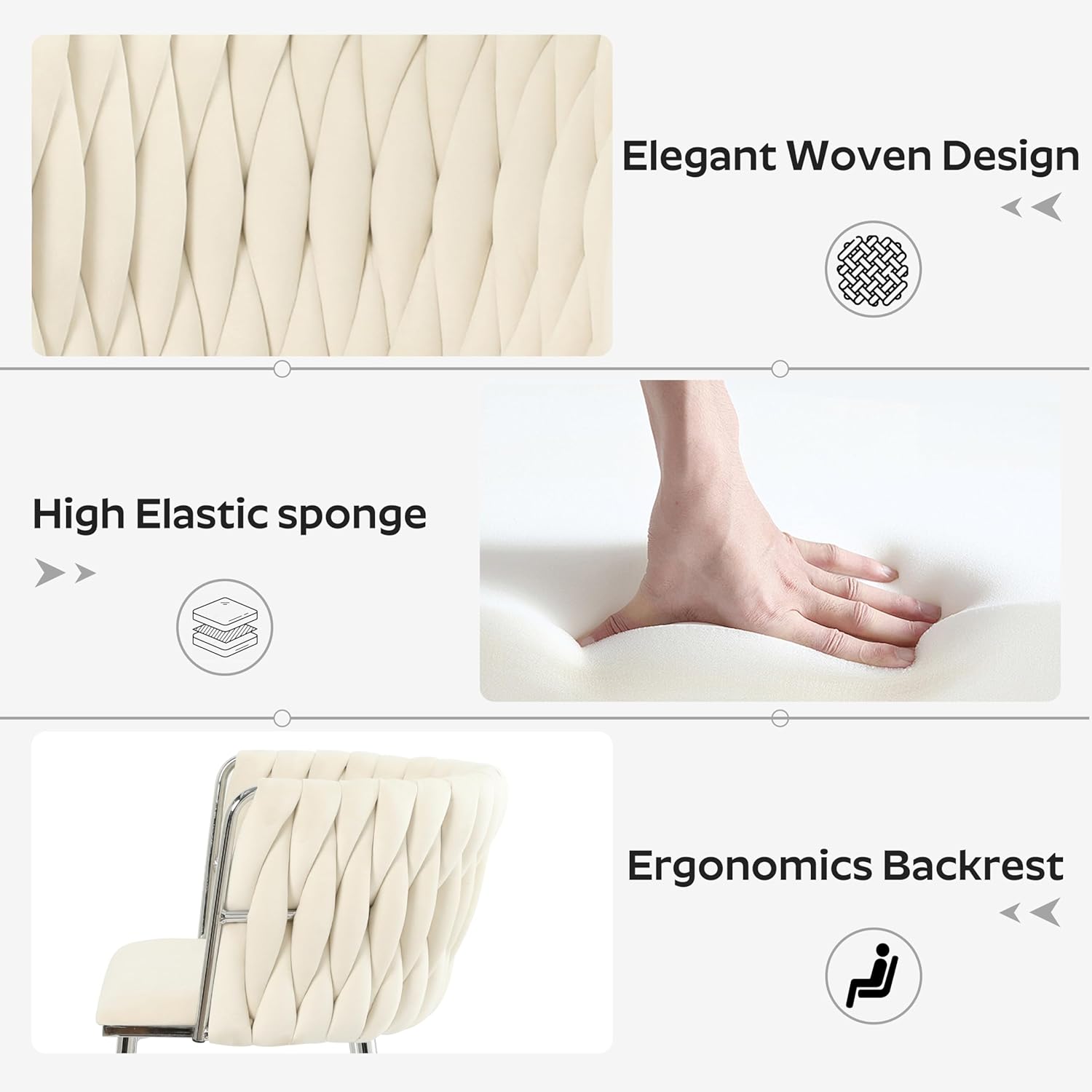 7 Pieces Modern Luxury Glass Dining Set, Large Minimalist Rectangle Dinner Set for 6, 63'' Clear Glass Top Kitchen Table Set with Black & Silver Base, Ivory Dining Chairs, for Apartment