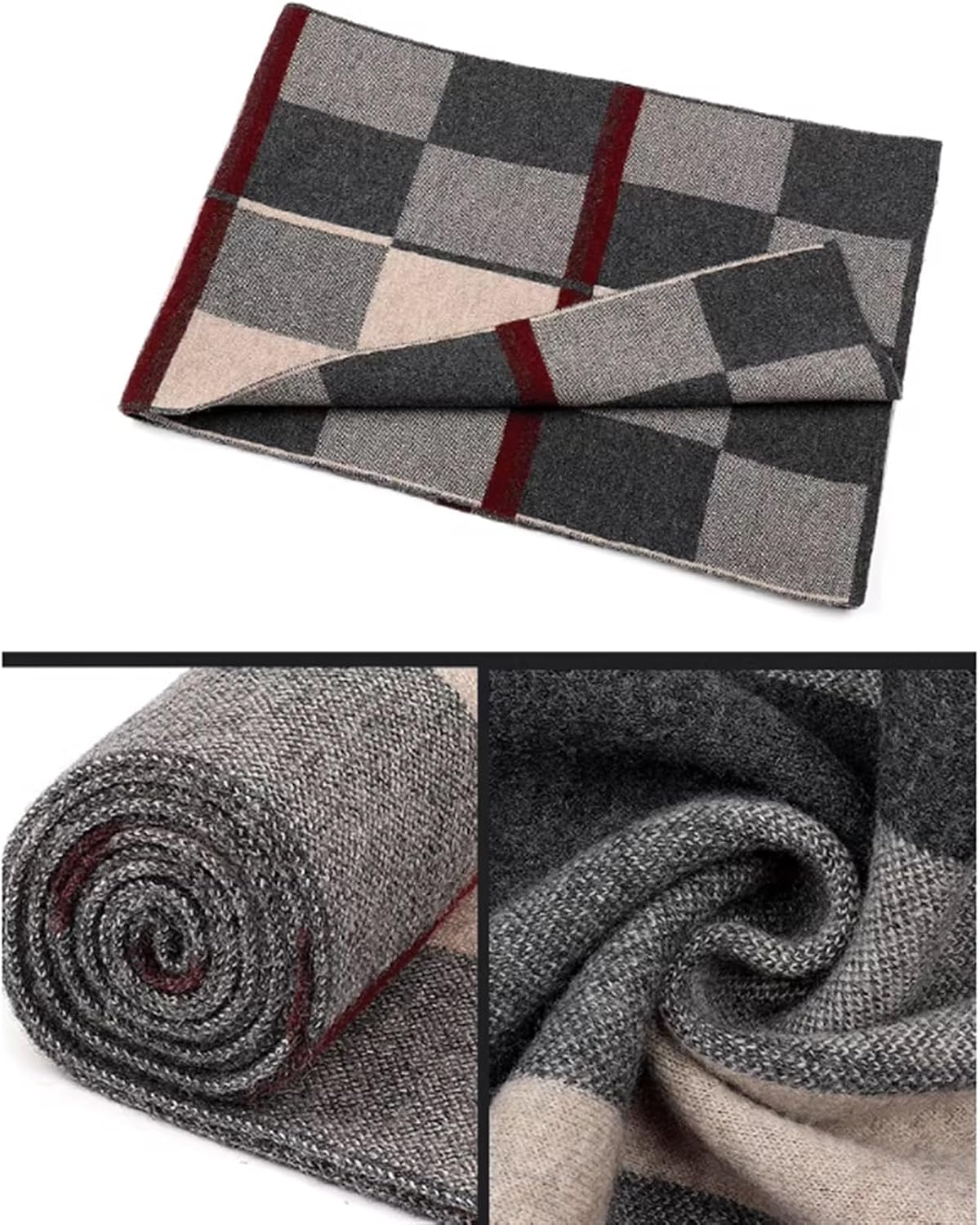 Adults' Scarf, Fashion Scarves, Pure Color, Men Winter Knitted Long Wrap, Soft, 71 in, for Skiing, Parties, Office(H)