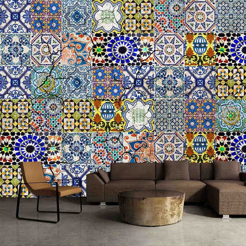 Custom 3D Wallpaper Murals Kitchen Mosaic Pattern Background Wall Waterproof Decoration Painting Modern Retro Living Room Fresco