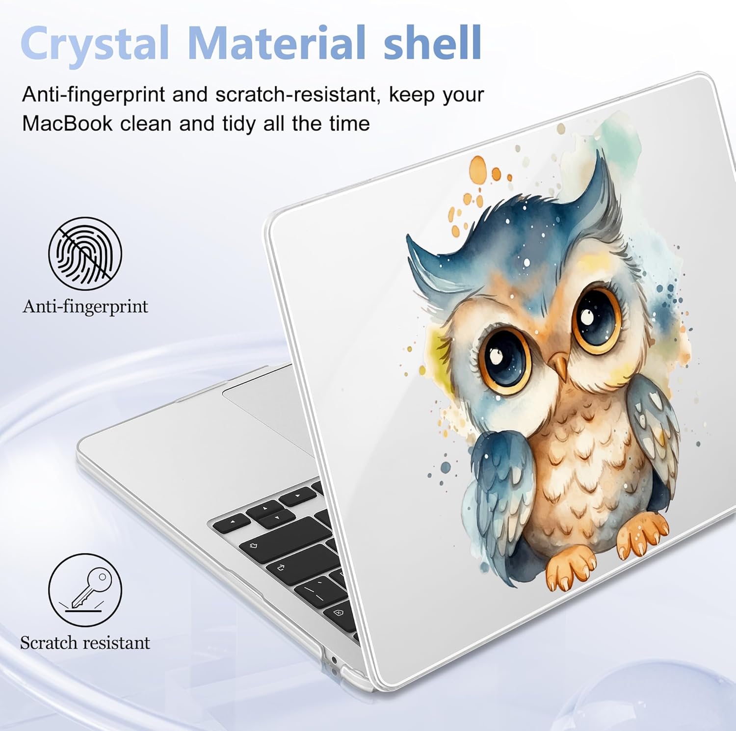 for MacBook Air 13 inch Case M5 2026 M4 2025 M3 M2 2024-2022 A3449 A3240 A3113 A2681, Hard Shell&Keyboard Cover&Screen Film&Dust Plugs for MacBook Air 13.6 inch Case, Cute owl