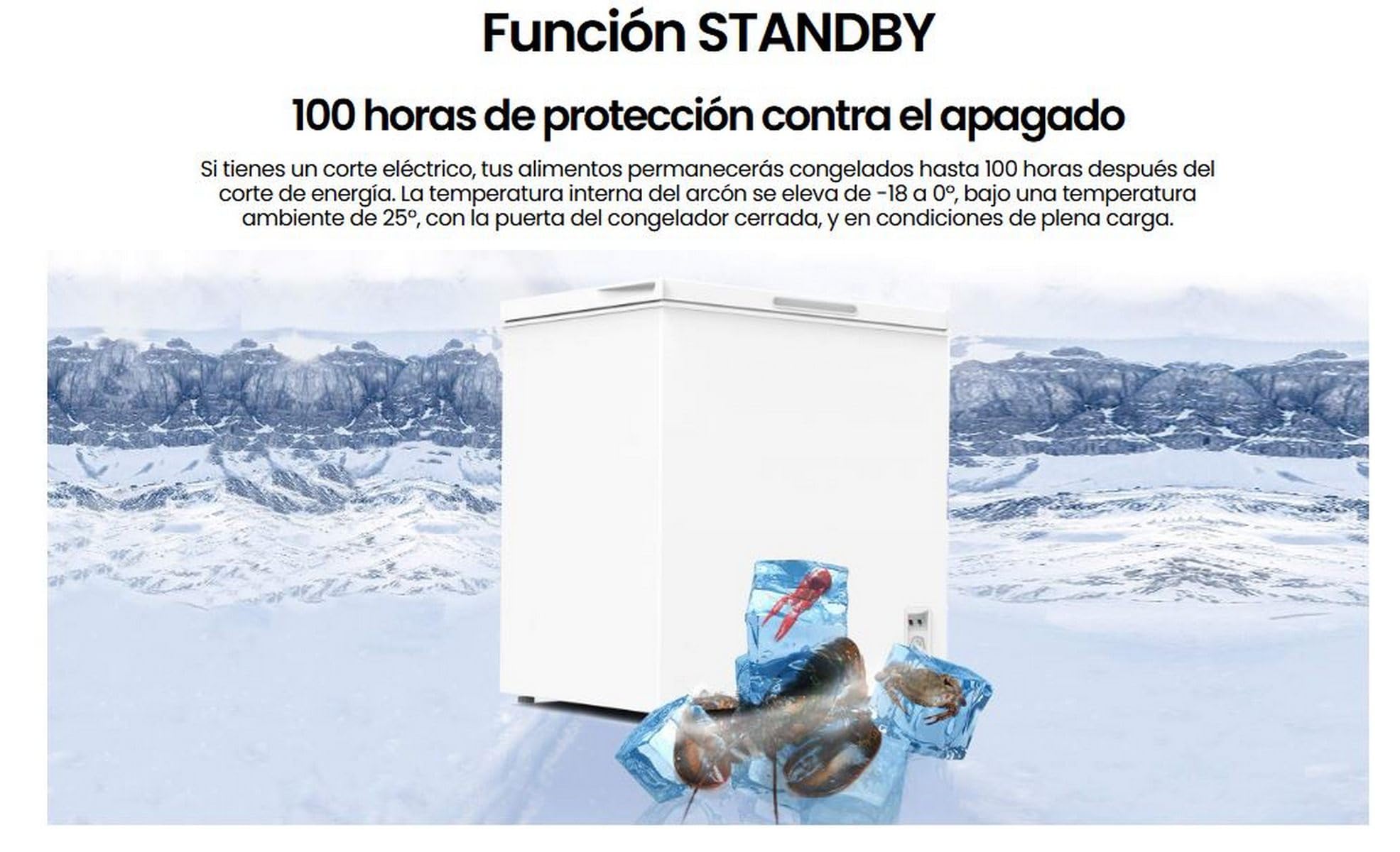 MILECTRIC Congelador Arcon ARC-N01-99 Litros, A+/F, Función FAST FREEZE, Dual System, Control de temperatura