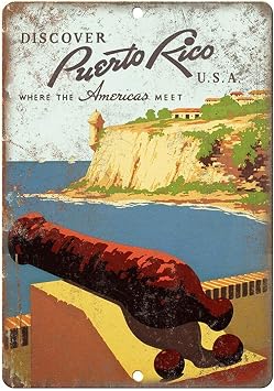 Funny Tin Signs for Bedroom Puerto Rico Travel Vintage Retro Decor Metal Tin Sign Tin Signs Funny Signs Home Decor Wall Metal Poster for Bedroom Office Kitchen 8x12 inch