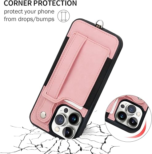 Miniatura 5 de TOOVREN Funda para teléfono compatible con iPhone 15 Pro Max con cordón para iPhone 15 Pro Max, funda tipo cartera con soporte para tarjetas, funda