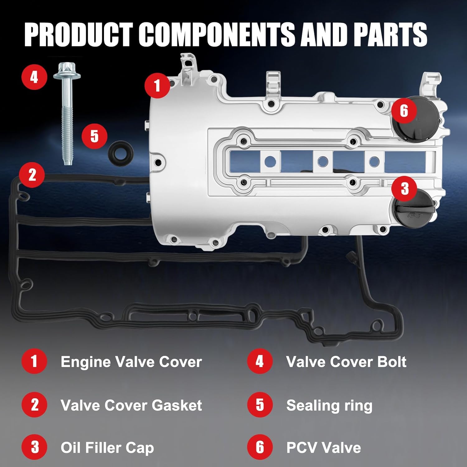 55573746 Aluminum Engine Valve Cover (W/Gasket Bolts) Fit for 2011-2020 Chevrolet Chevy Cruze Sonic Volt Trax Buick Encore Cadillac ELR L4 Replaces Replaces # 25198874 264-968