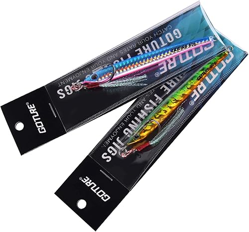 Miniatura 8 de Goture Plantillas de pesca de agua salada de 2.21 a 7.05 onzas con gancho de asistencia, plantillas verticales brillantes, plantilla de plomo rápido