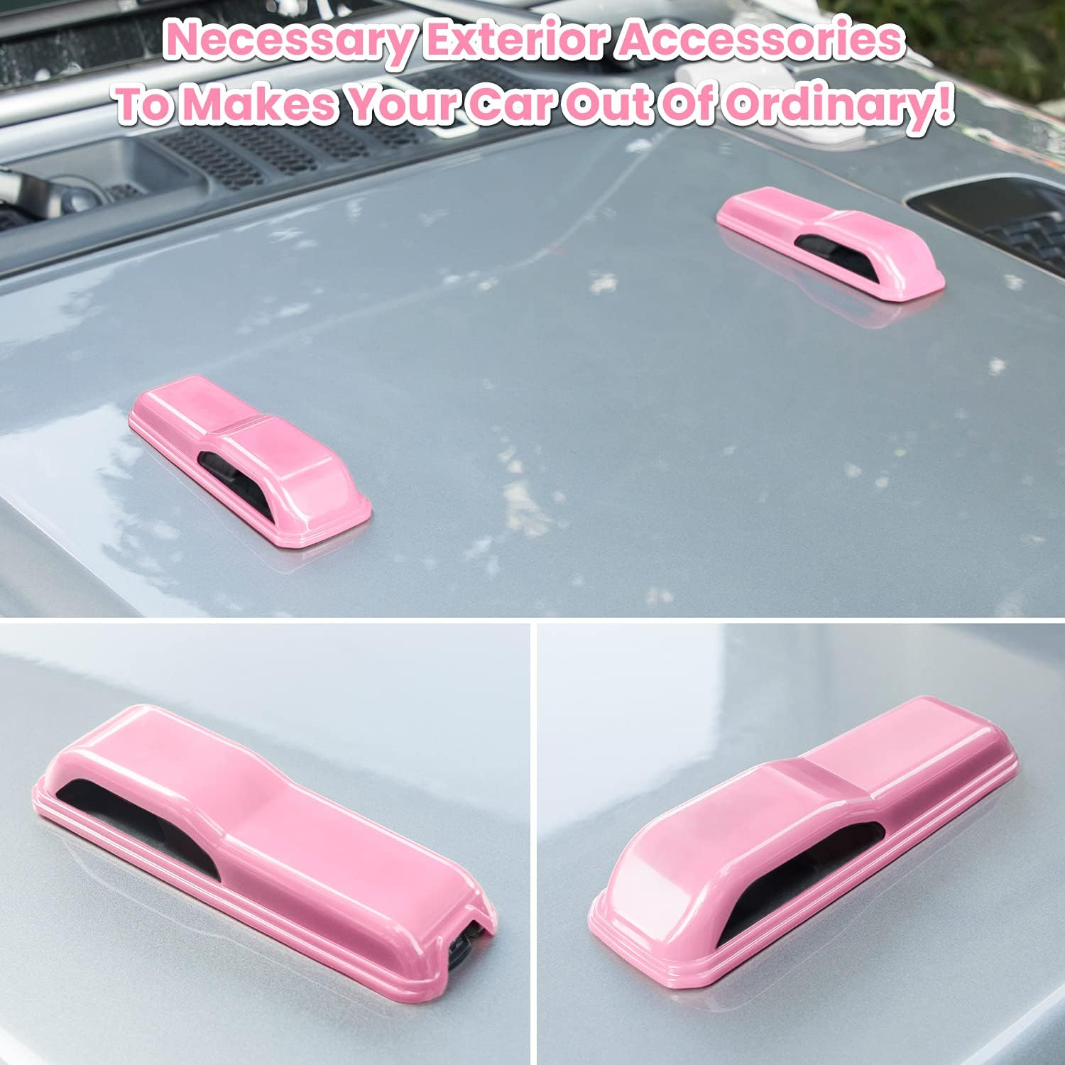 Engine Hood Hinge Cover Trim Exterior Accessories Decoration for 2018-2025 Jeep Wrangler JL JLU Sports Sahara Freedom Rubicon Unlimited Gladiator JT 2-Door & 4-Door (Pink 2PCS)