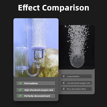 Aquarium Air Stone, Fish Tank Bubble Diffuser High Dissolved Oxygen Airstones for Air Pump Accessoriess with 1 Check Valve, 2 Suction Cup for Aquarium Pond Hydroponic